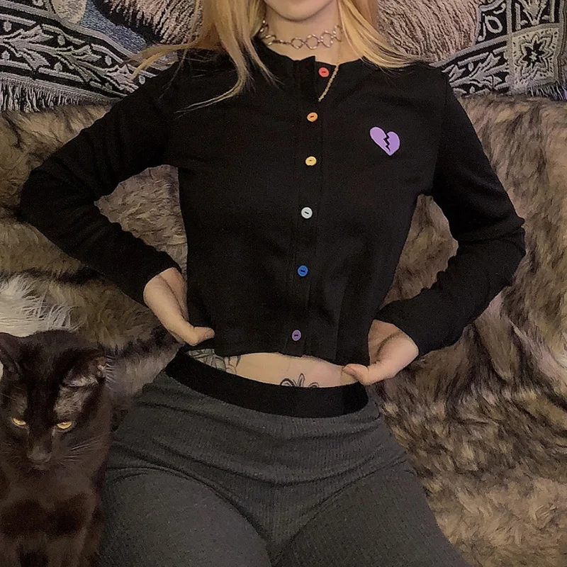 Арцу короткий топ с длинным рукавом Базовая футболка Kawaii забавная футболка Vogue черные рубашки повседневные топы женская уличная одежда ASTS21345