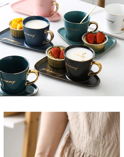 Elegant Luxury Klein Blue Red Green Matte Ceramic Coffee Cup With Saucer  Porcelain Tea Cup Set Gift For Birthday Home Tableware - Cups & Saucers -  AliExpress