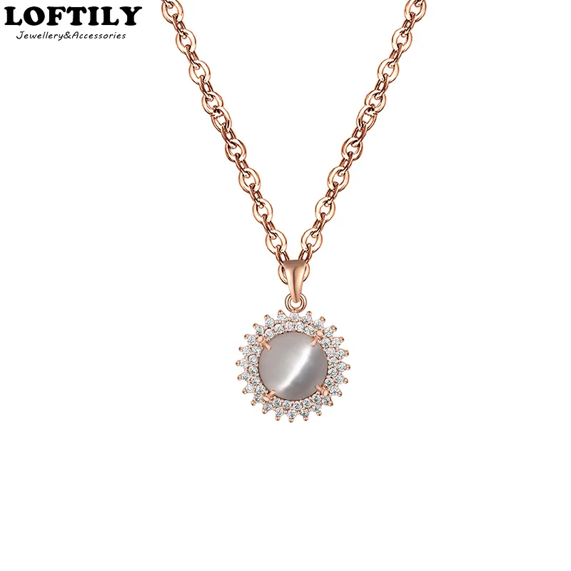 

Classic Geometric Sun Necklace Plate Pendant Gift for Women Lover Necklace Women Family Love Jewelry Cat's Eye CZ Luxury Style