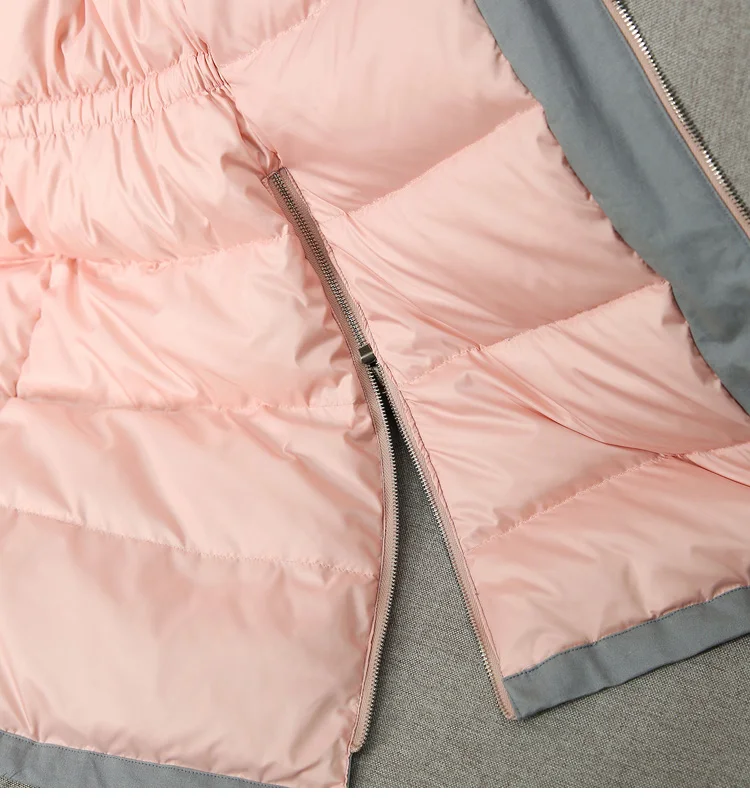 Модная пуховая куртка с воротником из натурального меха енота для женщин, зима, стиль, корейский стиль, средней длины, теплое пальто, женское платье