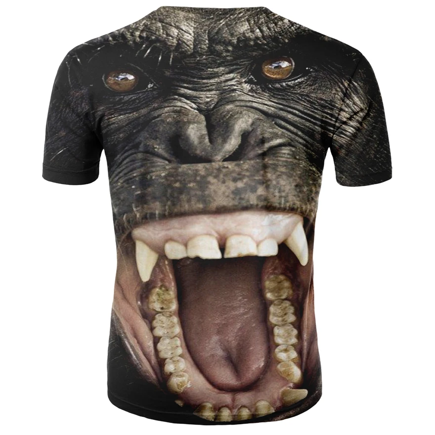 Мужская футболка с рисунком животных молочный шелк орангутан 3D мужская футболка с рисунком забавная футболка с коротким рукавом и круглым вырезом Топы с 3D принтом обезьяны летняя одежда