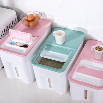 

Rice Storage Box Cereal Dispenser Boxs Moisture-proof Sealed Storage Bin Kitchen Food Container Grain Flour Rice Bucket