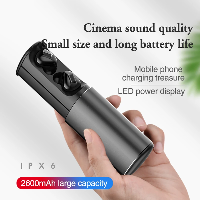 

T60 PK F9 TWS Wireless Earphone Bluetooth V5.0 Wireless Bluetooth Headphone LED Display With 2600mAh Power Bank Headset With Mic