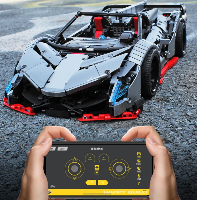 Lepinblocks Радиоуправляемая машина Veneno Lamborghimis Roadster с функцией питания, автомобильные строительные блоки, кирпичи, Детские технические игрушки, 20091 MOC 10559