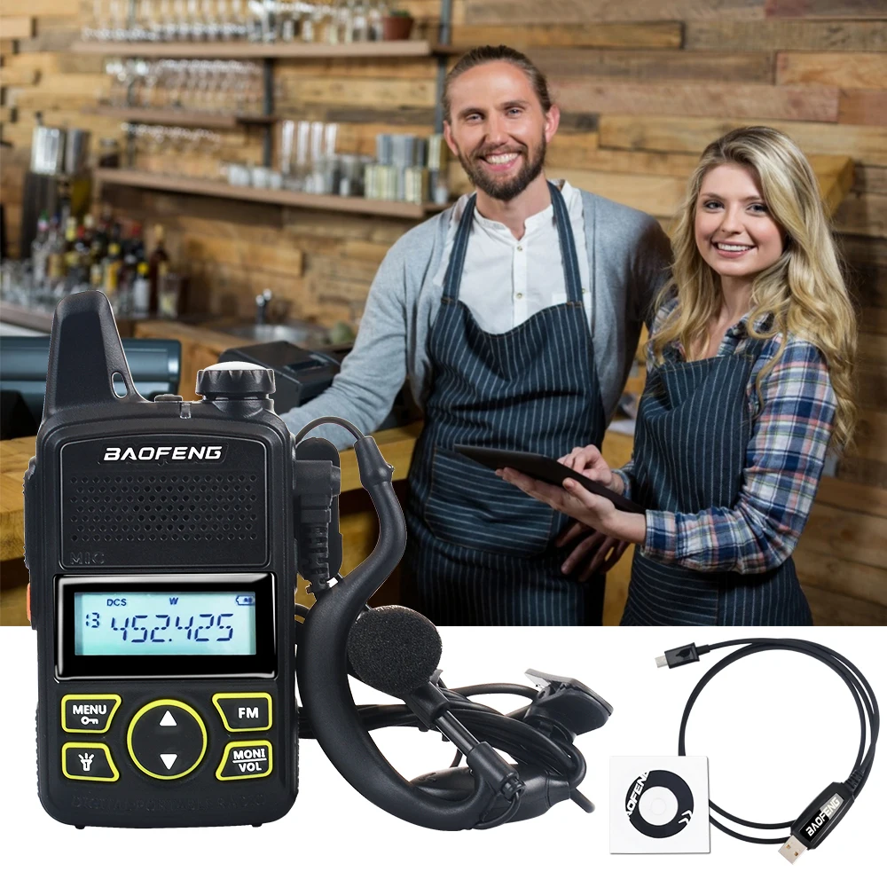 Baofeng-walkie-talkie BF-T1, radio portátil de dos vías de bolsillo, UHF400-470MHz, 2W, 20 canales, con cable de programación USB