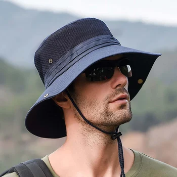 

Bucket Hat Lightweight Quick Drying Folding Sunshade Outdoor Fisherman Cap With Chin String
