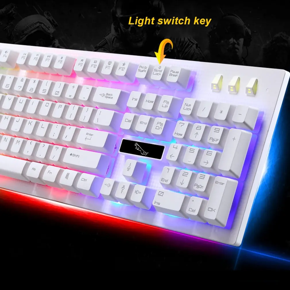 G20 USB Проводная Механическая клавиатура, подвесная со светодиодной RGB Цветной подсветкой, Игровая клавиатура, водонепроницаемая для ПК, компьютера, геймера