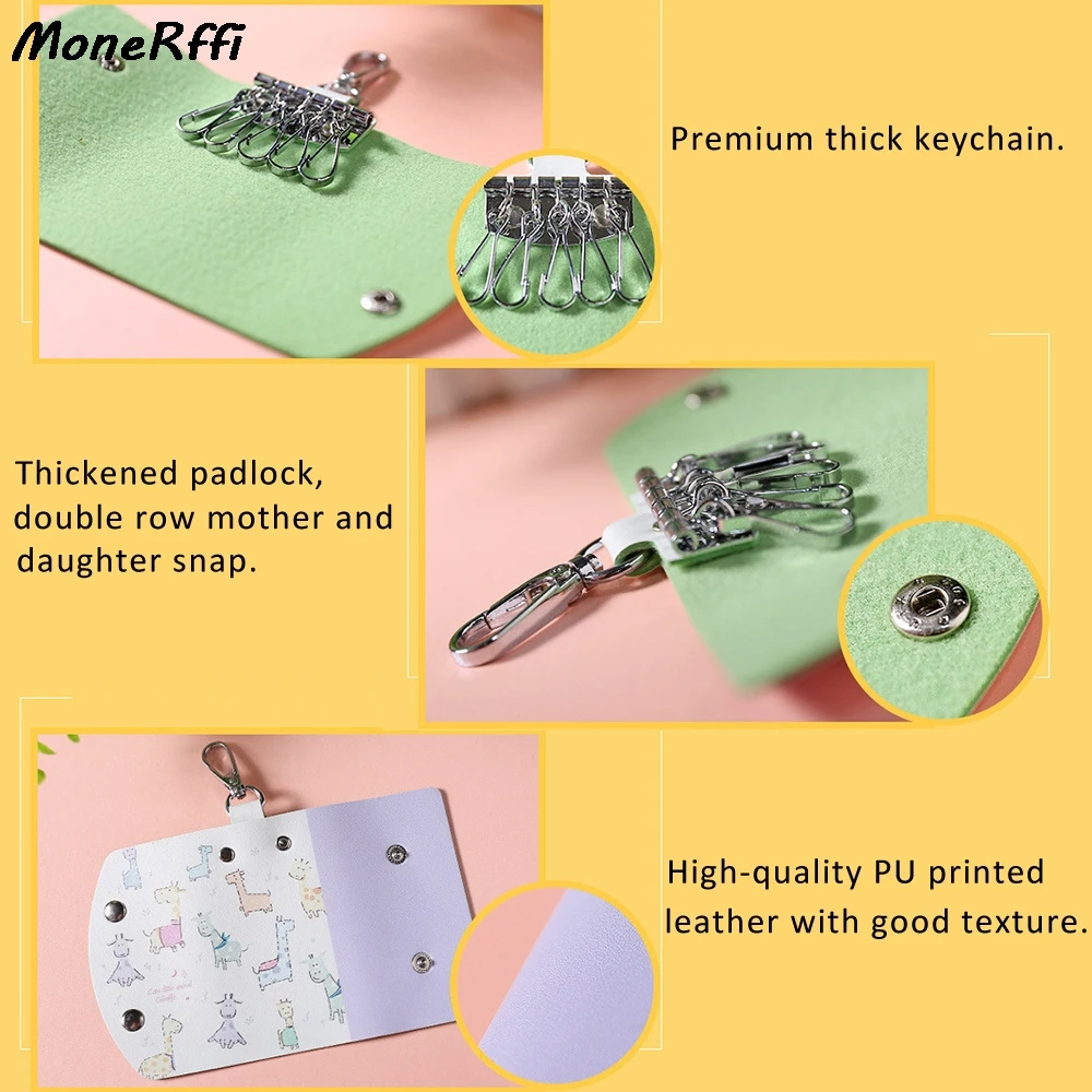 MoneRffi мультфильм Животные PU кожаный держатель для ключей сумка чехол для женщин милый автомобильный брелок Fameal Брелок чехол для колец чехол Сумки
