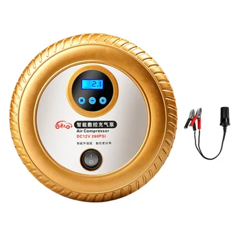 

260PSI 12V Mini Air Compressor Tyre Inflator Auto Car Ball Pump GOLD Cable