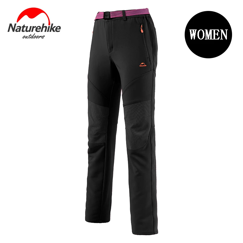 women black Naturehike на открытом воздухе мягкой оболочки Штаны женский, черный флисовые брюки Одежда для холодной зимы, теплые длинные штаны переносной зарядки свободные штаны - Цвет: women black