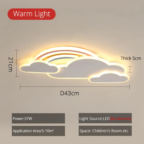 Современный светодиодный потолочный светильник в форме радужных облаков для детской комнаты розовый 220 В потолочный светильник для девочек белый светильник для спальни - Цвет корпуса: White-Small Size