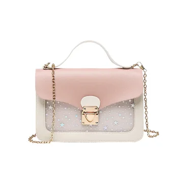 

GGYVDA 2020 summer fashion lock small square bag Korean version of the sequin print shoulder messenger mobile phone bag