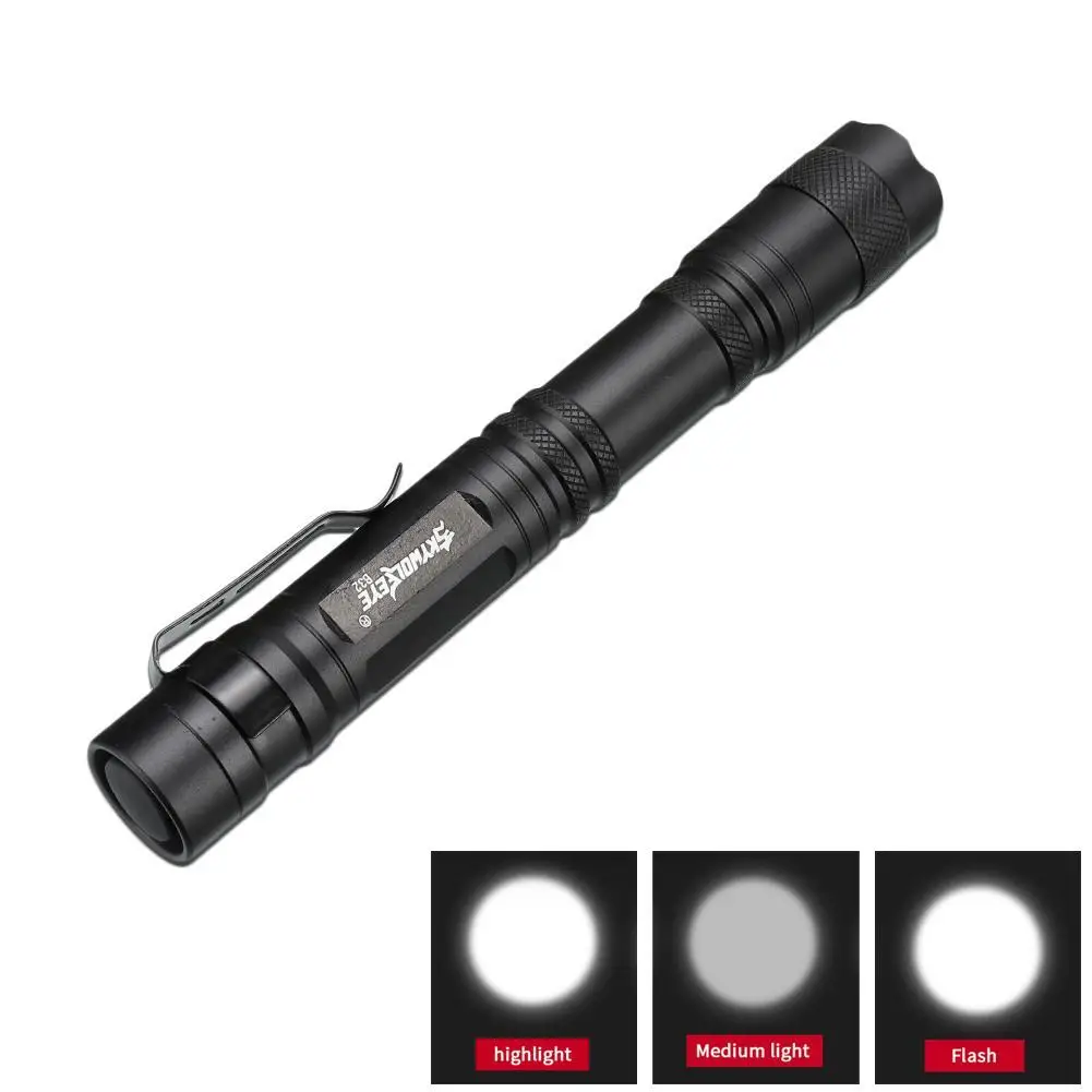 XPE LED Alloy Flashlight Clip Torch Pen Light AA Waterproof 3 Modes Small Mini Compact Penlight | Освещение
