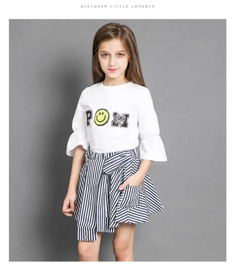 Летние шорты и юбки для девочек, комплект одежды для девочек из 2 ...