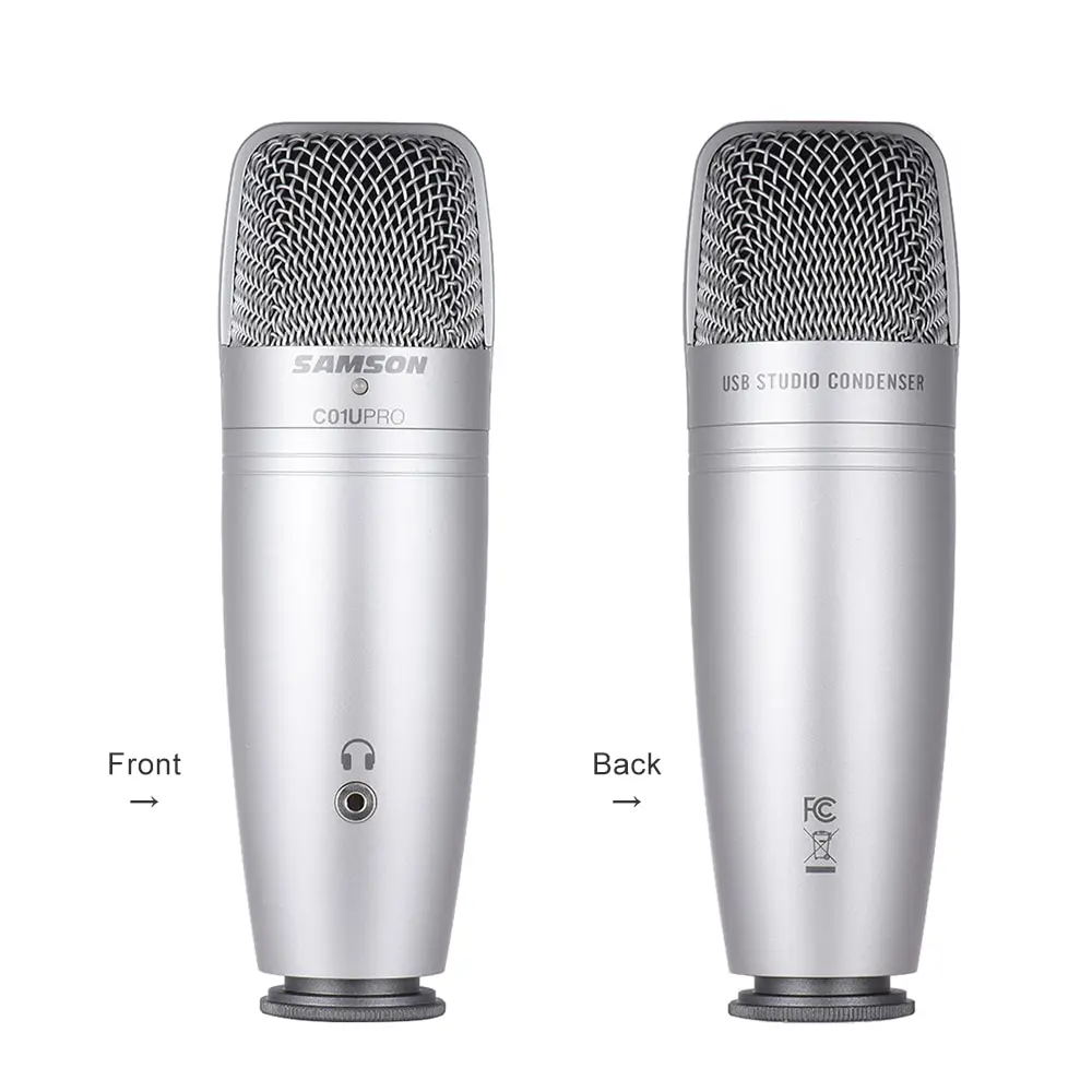

SAMSON C01U PRO USB Studio Condenser Recording Microphone Mic Large Diaphragm with Tripod Swivel Mount USB Cable for Tablet