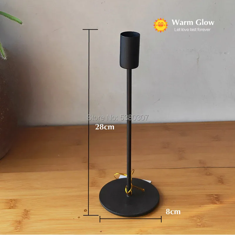 Металлическая в современном стиле черный подсвечник Новые подсвечники свадебные украшения бар вечерние Декор для дома - Цвет: black 28cm