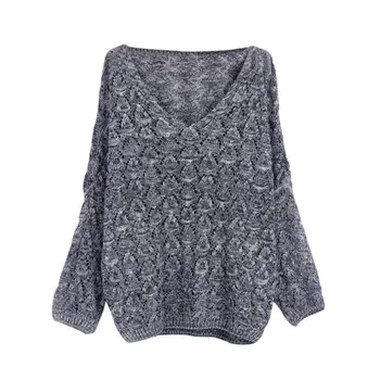 

Women Thin Solid V-Neck Cotton Sweaters Knitted Pullover Casual Full-Sleeve Sweaters Autumn Modern Harajuku Style