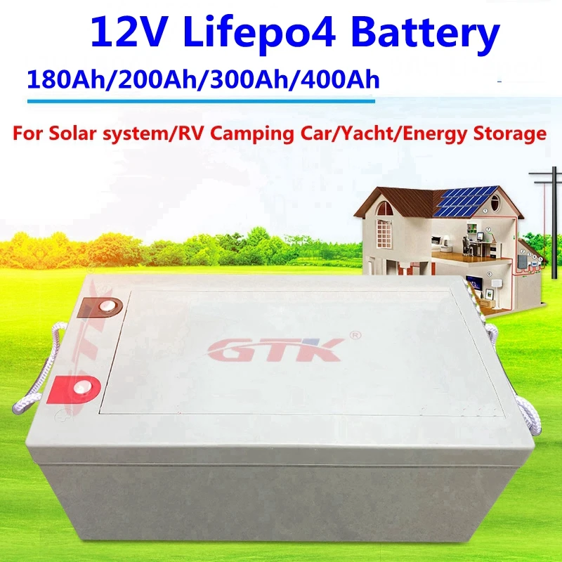 

GTK deep cycles 12V 180Ah/200Ah/300Ah/400Ah battery 12v solar battery for trolling motor solar energy storage RV +20A charger