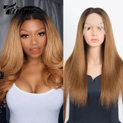 Trueme Highlight Wig Human Hair Colored Straight  HD Lace Front Wig Pre Plucked Lace Wig T Part Brazilian Human Hair Lace Wigs