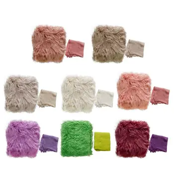 

Photo Blanket Long Hair Photography Wrap Shaggy Area Rug Photography Prop with Ripple Wrap for Baby Newborn XXFE