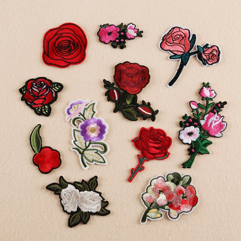 Parches de flores para planchar en la ropa, pegatinas de insignias de flores  a rayas para ropa, parches bordados para apliques de ropa|Parches| -  AliExpress