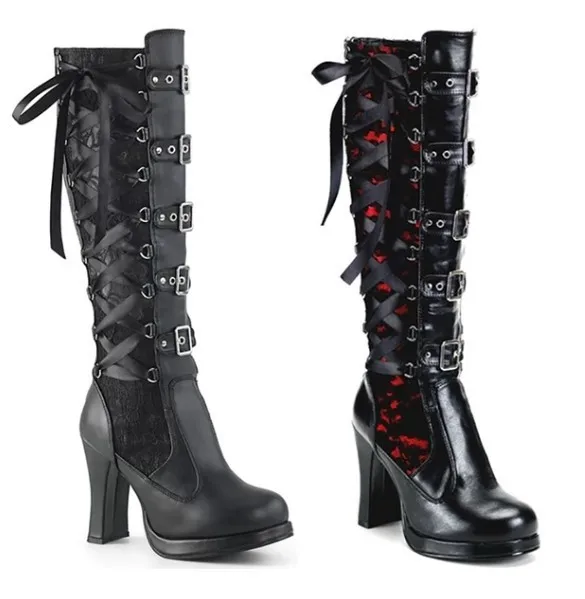Ladies' thighs high boots rivets thick with high heel women's boots boots Europe and large size women's boots