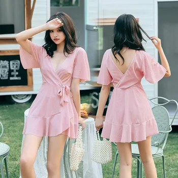 

One-Piece Swimsuits Swimwear 2019 Bathing Suit Swimsuit 1 Piece Woman Rashguard Female One Summer Red Women With Skirt Style