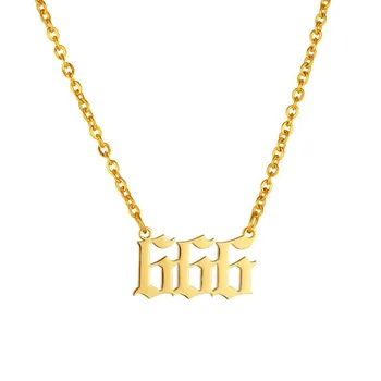 

Minimalism Number Necklaces For Women Gothic Jewelry Stainless Steel 666 Pendant Friendship Necklace Bijoux