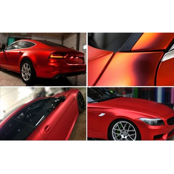 

Satin Matte Chrome Metallic Red Vinyl Film Car Sticker Bubble Wear Resistant New