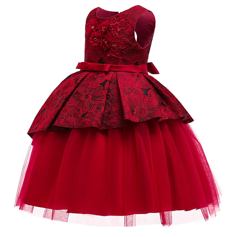 Formal Backless Dress Elegant Kids Dresses For Girls Clothing Layered Wedding Girl Dress Gown Wedding Party Princess Dress