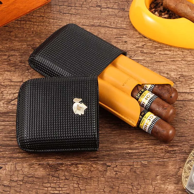  COHIBA Cigar Leather Case Outdoor Humidor Box Portable Travel Cigars Humidors Fit 3 Cuban Cigars Ho