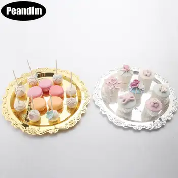 

PEANDIM Elegant Charger Plate Metal Tray Silver/ Gold Nut Plates/ Sweet/ Delicate Cake Stand For Party Home Table Decoration