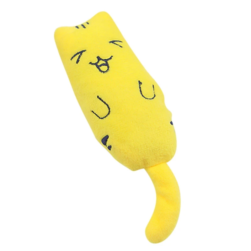 Pet Lovely Plush Catnip Toy Durable Pillow Cat Chewing Toy Teeth Grinding Catnip Kitten Toy Resistant to Bite Scratch Cat Supply - Цвет: Цвет: желтый