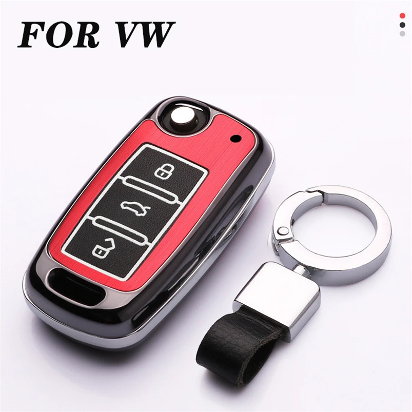 

PVC With Aluminium Alloy Car Key Case Cover Key Bag Holder Protector For VW Volkswagen Jetta Golf 4 5 6 Polo Bora Passat B5 B6