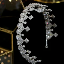 Длинные кубического циркония для невесты серьги и кулон "короны" Парад Головные уборы Свадебные аксессуары для волос