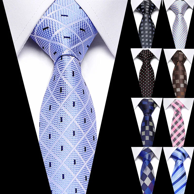 Роскошный 100% Шелковый жаккардовый тканый галстук для шеи костюм клетчатый