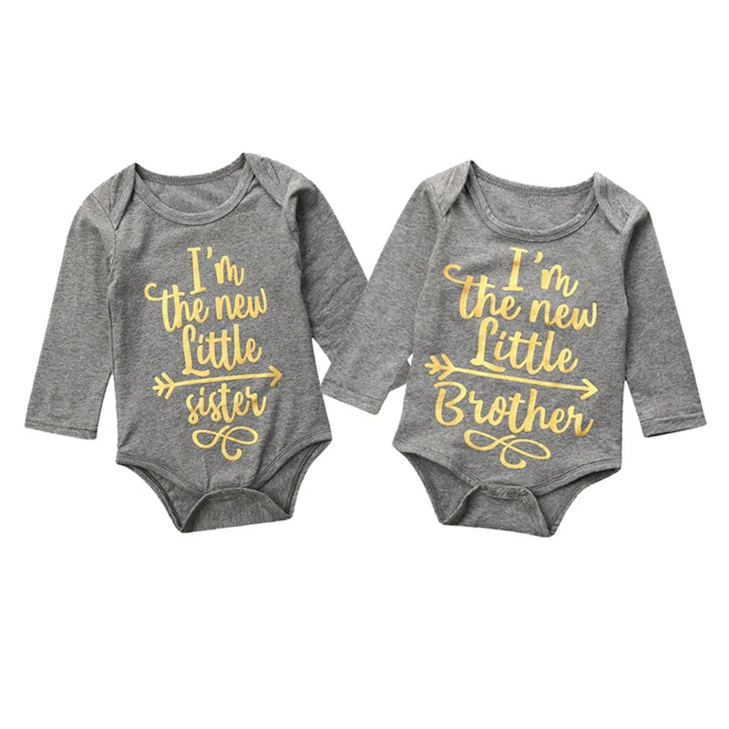 Newborn Baby Boys Girls free shipping clothes Cotton letter print autumn Bodysuit round neck long sleeve Jumpsuit one pieces