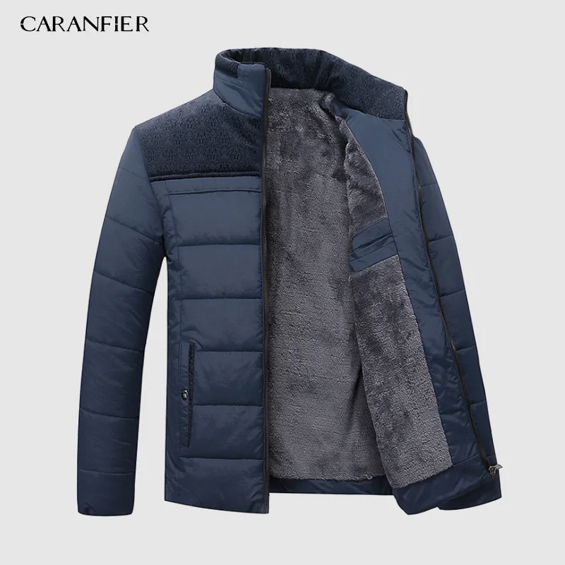 Najtaniej CARANFIER ciepła gruba kurtka zimowa mężczyźni odzież stójka w stylu casual wysokiej jakości moda marka płaszcz zimowy mężczyźni kurtka parka
