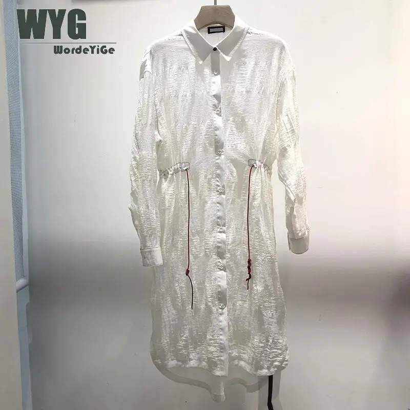 

Unique Designer Fashion Irregular Trench Coat 2020 Spring New Ladies Draw String Long Sleeve Big Size Casual Loose Coats