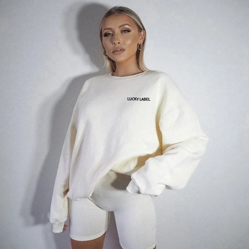 

Embroidered Sweatshirt Shorts Suit Women's Home Casual Long-Sleeved Loose Letters Temperament Pajamas Autumn Tracksuit