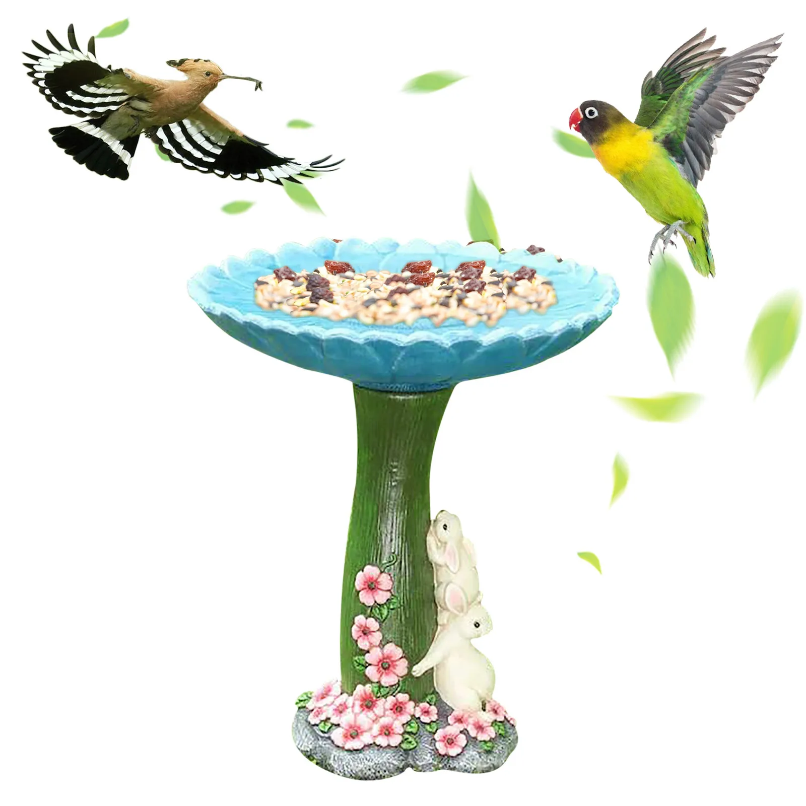 Resin Rabbit Birdbath Polyresin Antique Garden Bird Bath For Home Yard Animal Sculptures Ornament Miniatures Craft #T3G | Дом и сад