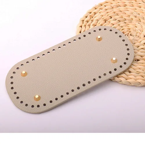 25Colors Long Bottom for Knitted Bag PU Leather Bag Accessories Handmade Bottom With 52 Holes DIY Crochetbag Bottom 22x10cm light gery 3