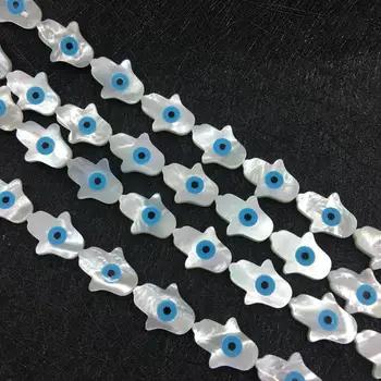 

100pcs/lot 12*16mm Natural Hand Shape Turkey Eye Mother Of Pearl Shell Hand Fashion Eye Jewelry Accessories