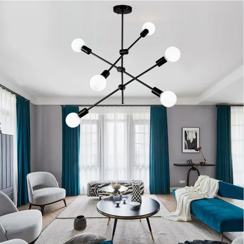 Modern Pendant Lights Lamp E27 Simple Hanging Lamp Nordic Metal Lustre hanglamp Gold Black For Living Dining Room