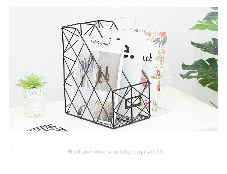 Creative Office Desktop Grid Storage Shelf Metal File Storage Rack Finishing Rack Double Layers Shelf Multifunction Organizer