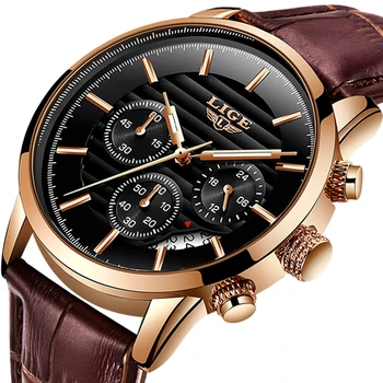 

LIGE Mens Watches Top Brand Luxury Military Sport Watch Men Leather Waterproof Clock Quartz Wristwatch Relogio Masculino+Gift