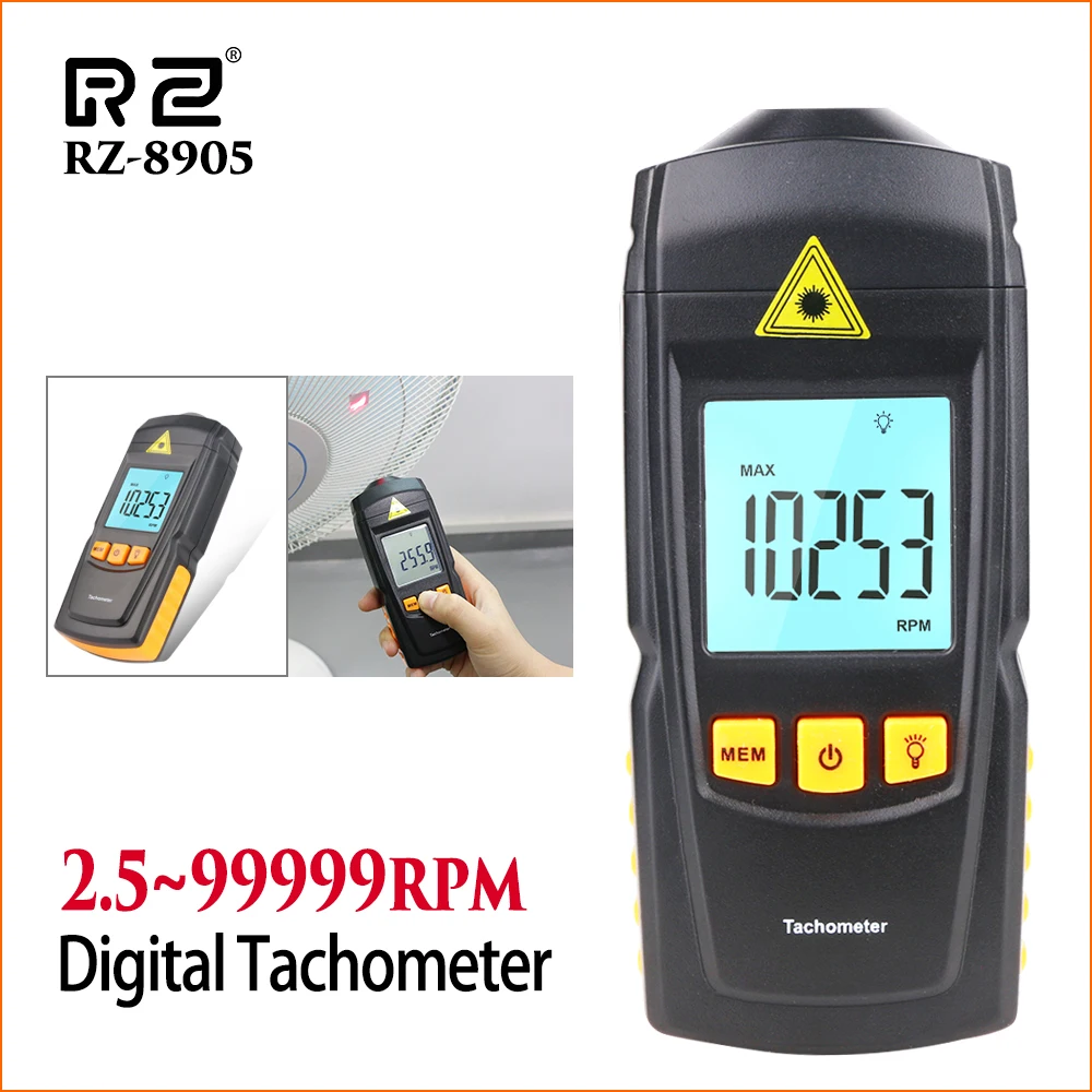 RZ автоматический Тахометр ручной Тахометр цифровой электронный мини лазерный тахометр Rpm Portabel 2,5-99999 ОБ/мин лазерный тахометр