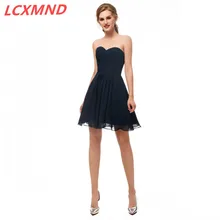 Темно-синие милые платья на выпускной короткие шифоновые А-силуэта с открытой спиной Мини Вечерние коктейльное платье, вечернее платье для выпускного вечера милое платье 16
