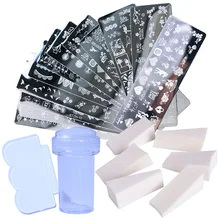 

Nail Art Printing Template Set Steel Stamp Scraper Sponge Set Nail salon supplies and Tools acrylic nail kit professional set