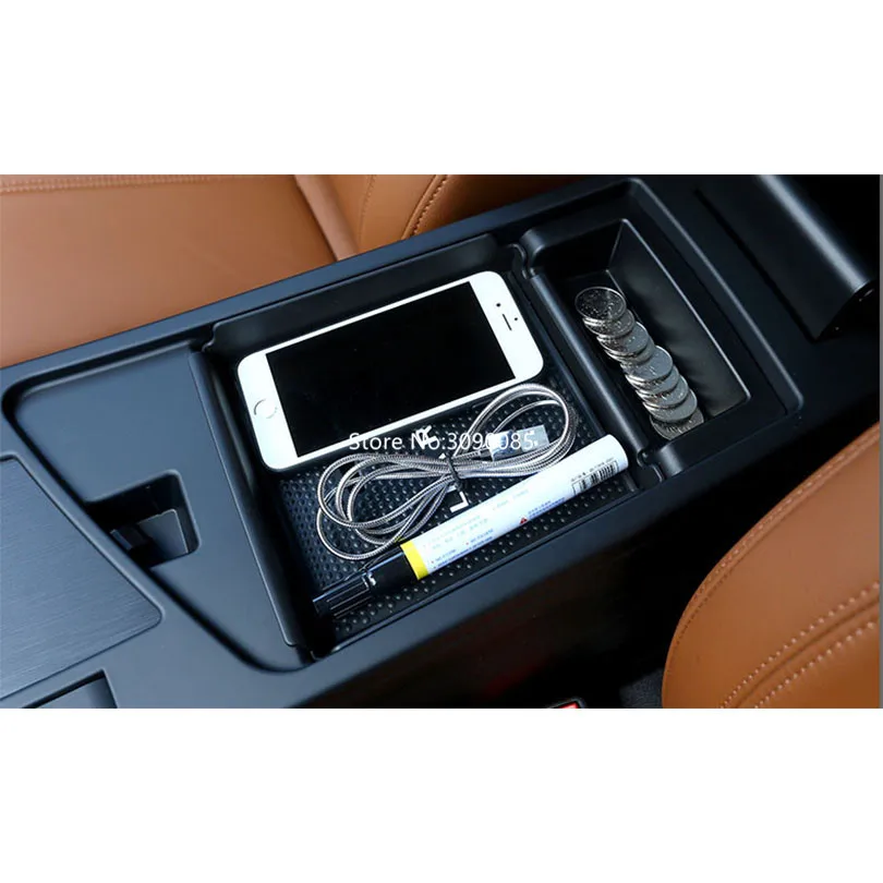 New Car Armrest Storage Box Black With Non-slip Mat Glove Phone Box Tray For Alfa Romeo Giulia- Car Accessories